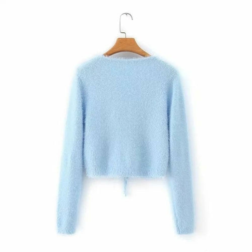 V-neck Women Knitted Sweater Coat