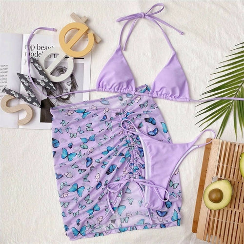 Halter Butterfly Printed Bikini Women Swimwear