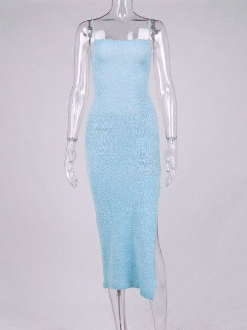 Sexy Knitted Dress Side Split Cut out Midi Dress