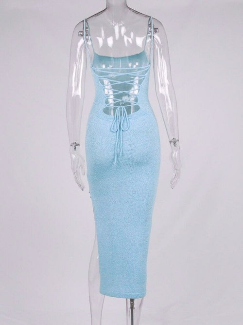 Sexy Knitted Dress Side Split Cut out Midi Dress