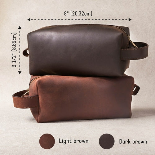 Groomsmen Proposal Gift, Mens Leather Toiletry Bag, Leather Dopp Kit
